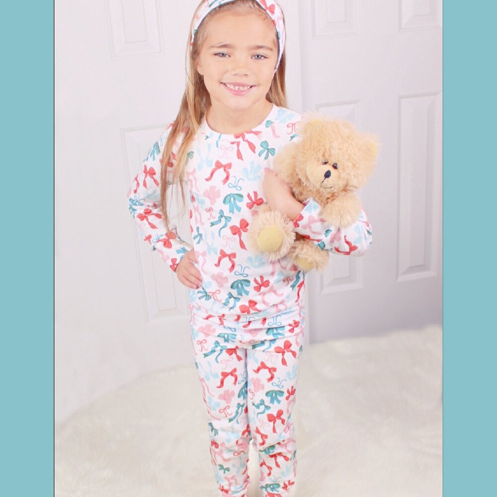 Christmas Bow Pajamas, Handmade, NEW